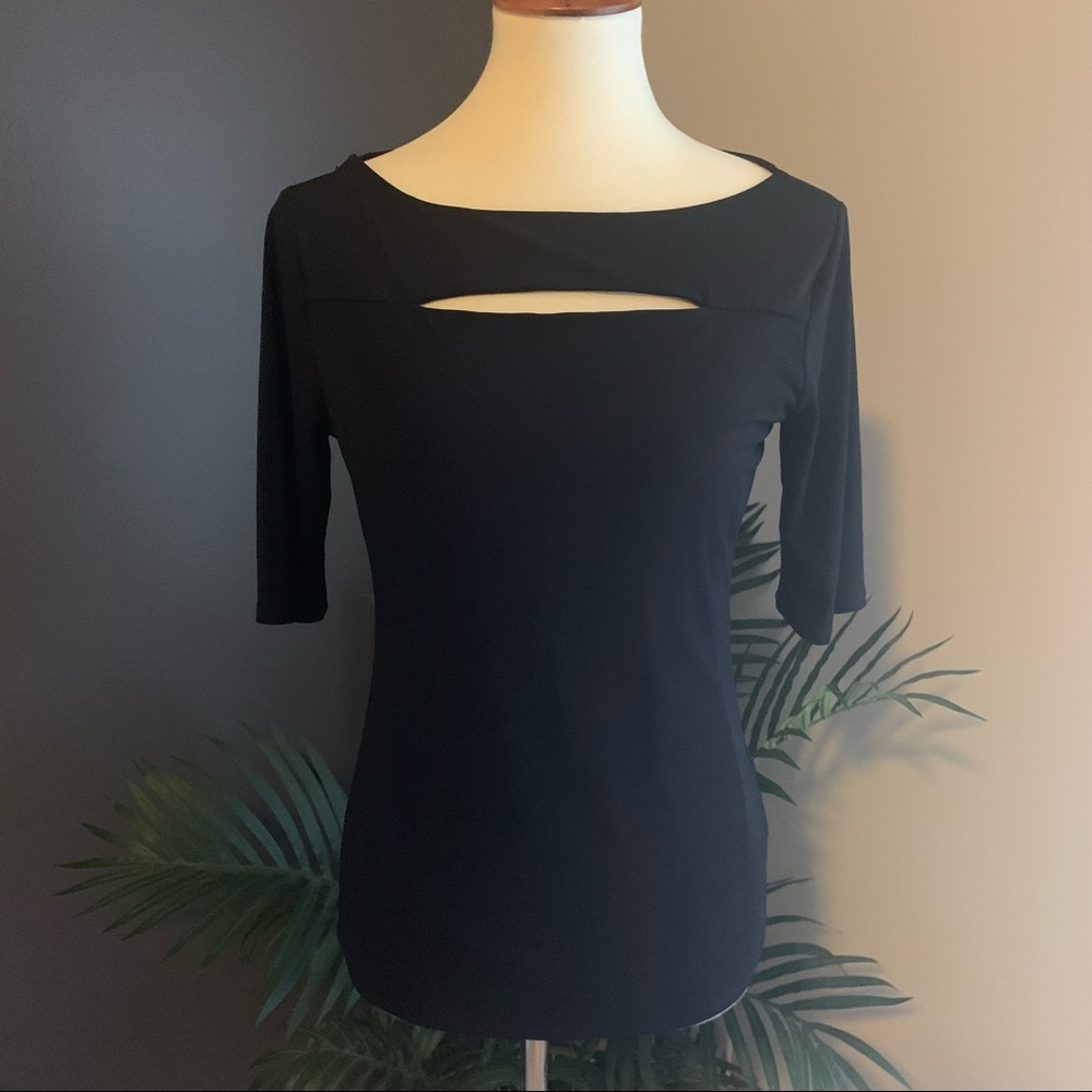 Grace Black Peekaboo Stretch Top